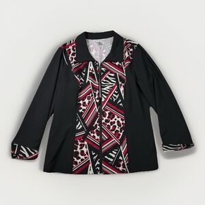 Christopher & Banks Size Large Full Zip Jacket Lightweight Roll Up Sleeve Women